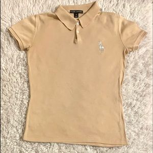 Women’s Ralph Lauren Slim Fit Big Pony Cotton Polo Shirt, Cream